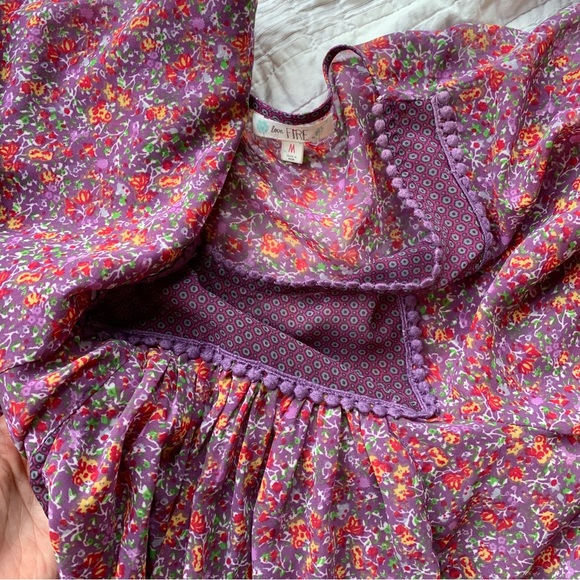 Love Fire Purple Floral Sheer Flutter Sleeve Blouse - Picture 10 of 10